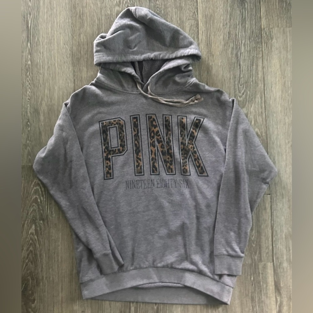 Victoria's Secret Gray Hoodie with Leopard Print